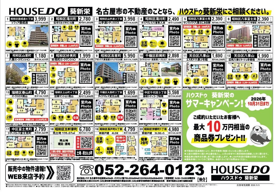8月4日　名古屋市昭和区・中区・千種区・天白区チラシ情報更新しました