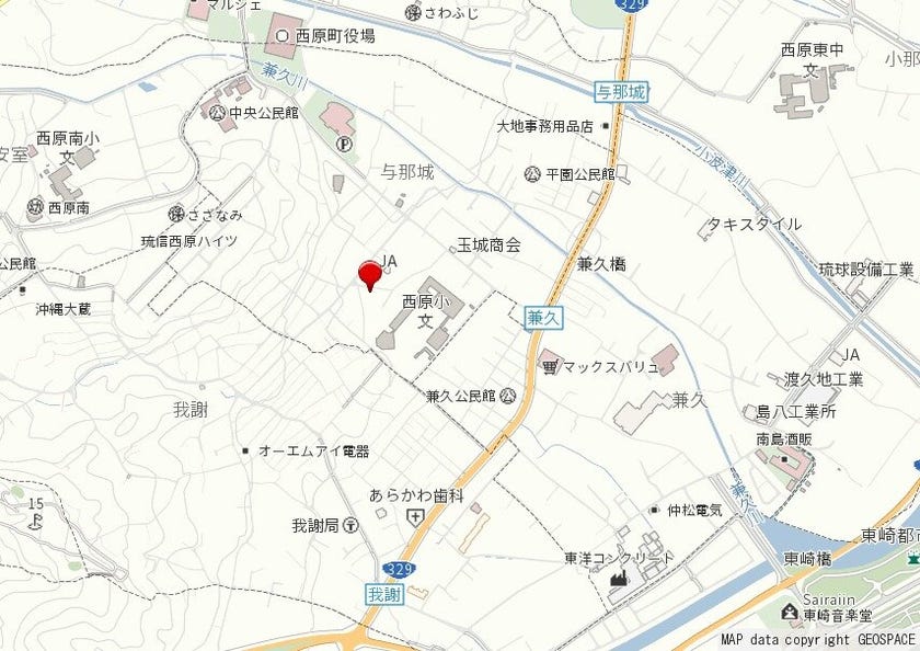 地図　与那城児童公園　西原町
