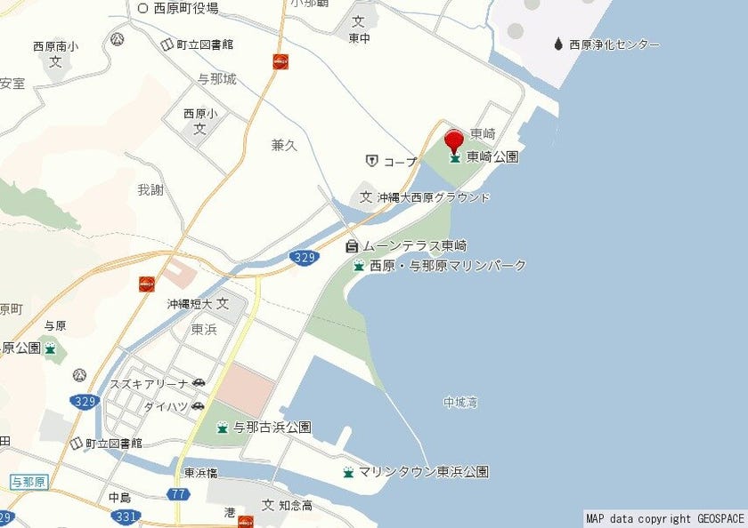 西原町　東崎公園　地図