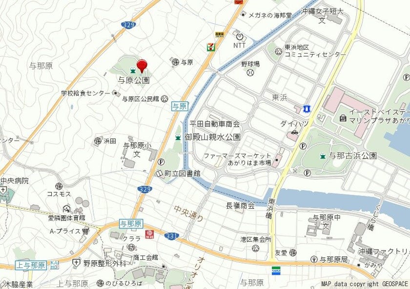 与原公園　地図　与那原町与那原