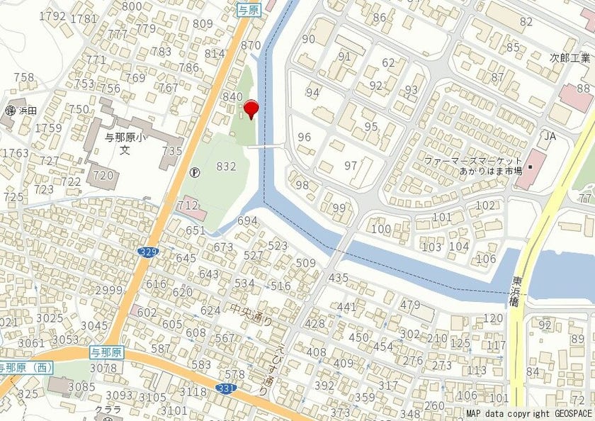 御殿山親水公園　地図　与那原町