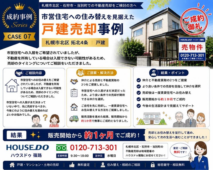 札幌市北区拓北4条 戸建売却 成約事例