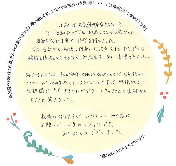 アンケート用紙