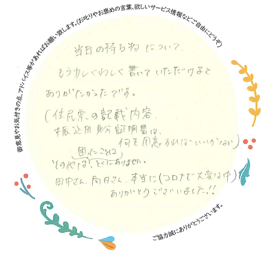 アンケート用紙